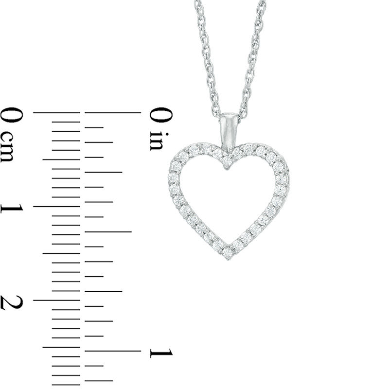Main Image 2 of 0.16 CT. T.W. Diamond Heart Pendant in 10K White Gold