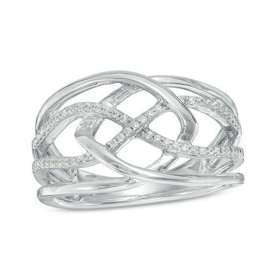 0.11 CT. T.W. Diamond Layered Crossover Ring in Sterling Silver