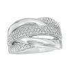 Thumbnail Image 0 of 0.58 CT. T.W. Diamond Alternating Crossover Ring in 10K White Gold
