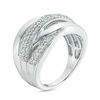 Thumbnail Image 1 of 0.58 CT. T.W. Diamond Alternating Crossover Ring in 10K White Gold