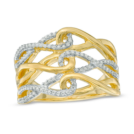 0.23 CT. T.W. Diamond Interlocking Loops Ring in 10K Gold