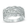 Thumbnail Image 0 of 0.15 CT. T.W. Diamond Braided Triple Row Ring in Sterling Silver