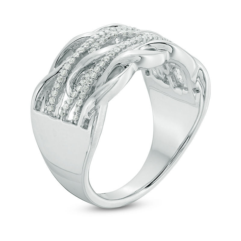0.15 CT. T.W. Diamond Braided Triple Row Ring in Sterling Silver