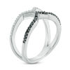 Thumbnail Image 2 of 0.18 CT. T.W. Enhanced Black and White Diamond Open Geometric Ring in Sterling Silver