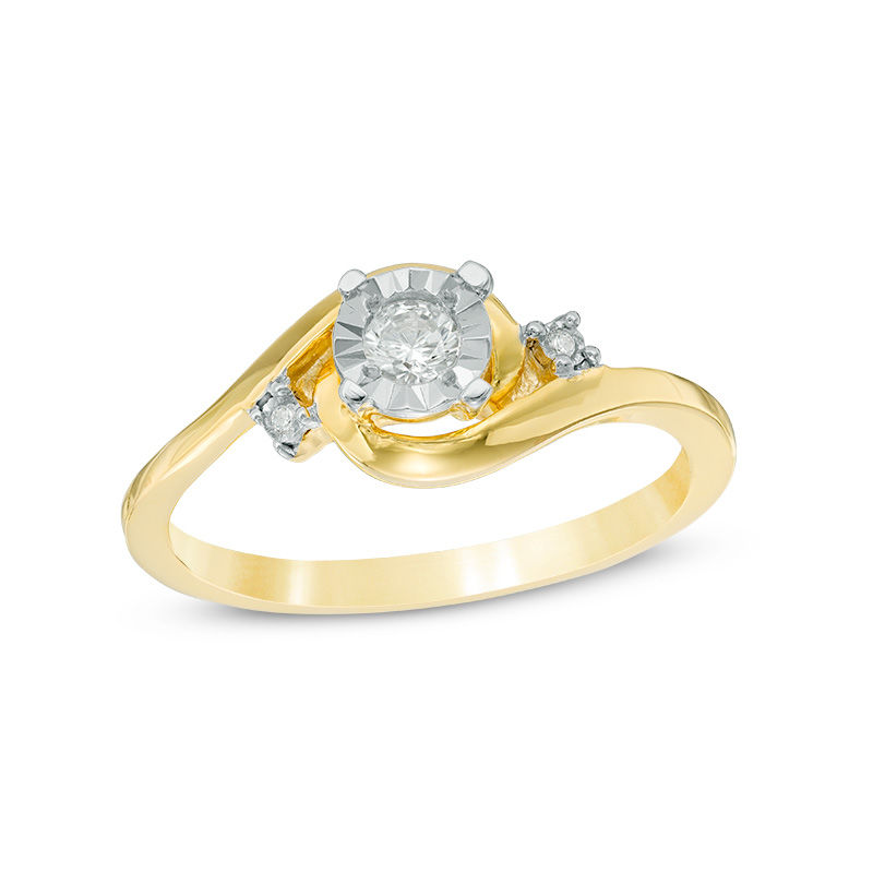 0.09 CT. T.W. Diamond Three Stone Promise Ring in 10K Gold