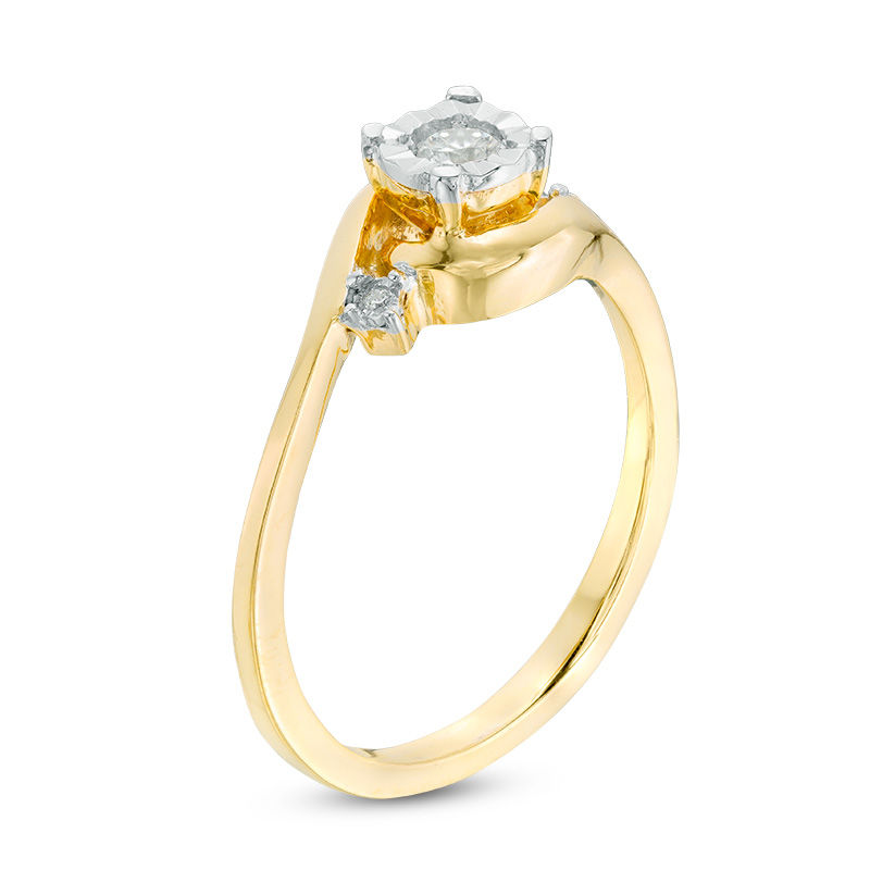 0.09 CT. T.W. Diamond Three Stone Promise Ring in 10K Gold