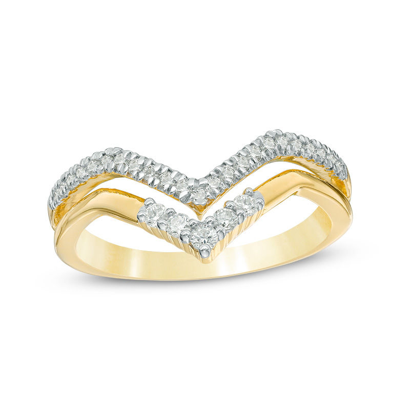 0.23 CT. T.W. Diamond Double Chevron Ring in 10K Gold|Peoples Jewellers