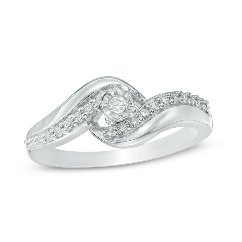 0.18 CT. T.W. Diamond Bypass Promise Ring in Sterling Silver