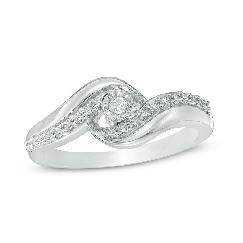 Main Image 1 of 0.18 CT. T.W. Diamond Bypass Promise Ring in Sterling Silver