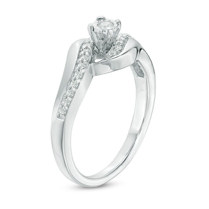 Main Image 2 of 0.18 CT. T.W. Diamond Bypass Promise Ring in Sterling Silver