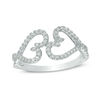 Thumbnail Image 0 of 0.30 CT. T.W. Diamond Double Heart Ring in 10K White Gold