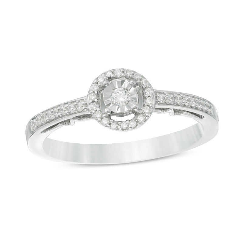 0.15 CT. T.W. Diamond Frame Promise Ring in Sterling Silver