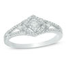 Thumbnail Image 0 of 0.23 CT. T.W. Diamond Tilted Cushion Frame Promise Ring in Sterling Silver