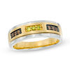 Thumbnail Image 0 of Men's 0.25 CT. T.W. Enhanced Yellow and Champagne Diamond Satin Band in 10K Two-Tone Gold