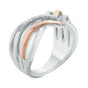 Thumbnail Image 2 of Diamond Accent Crossover Chevron Ring in Sterling Silver and 10K Two-Tone Gold