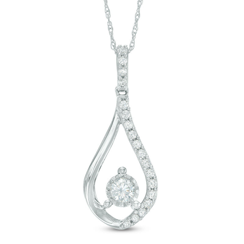 Main Image 1 of 0.33 CT. T.W. Diamond Teardrop Pendant in 10K White Gold