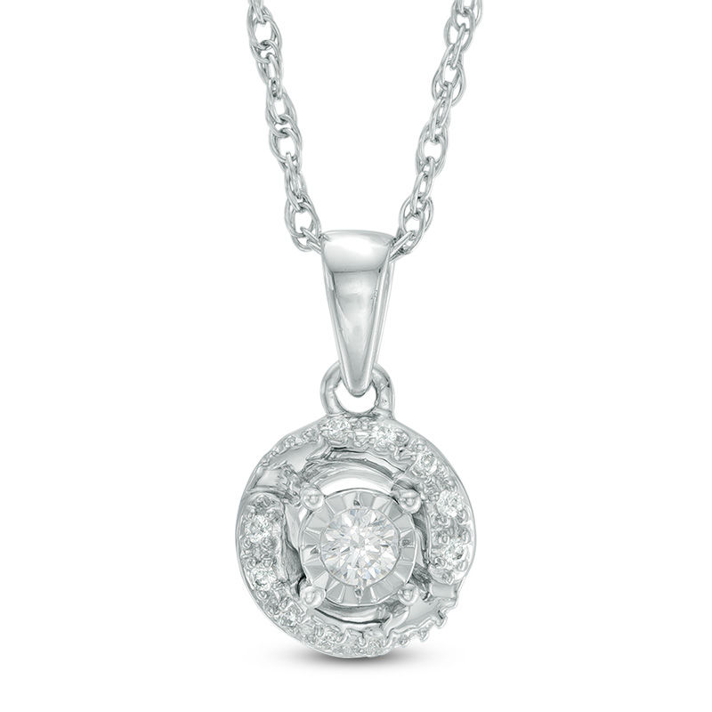 0.10 CT. T.W. Diamond Swirl Pendant in 10K White Gold|Peoples Jewellers