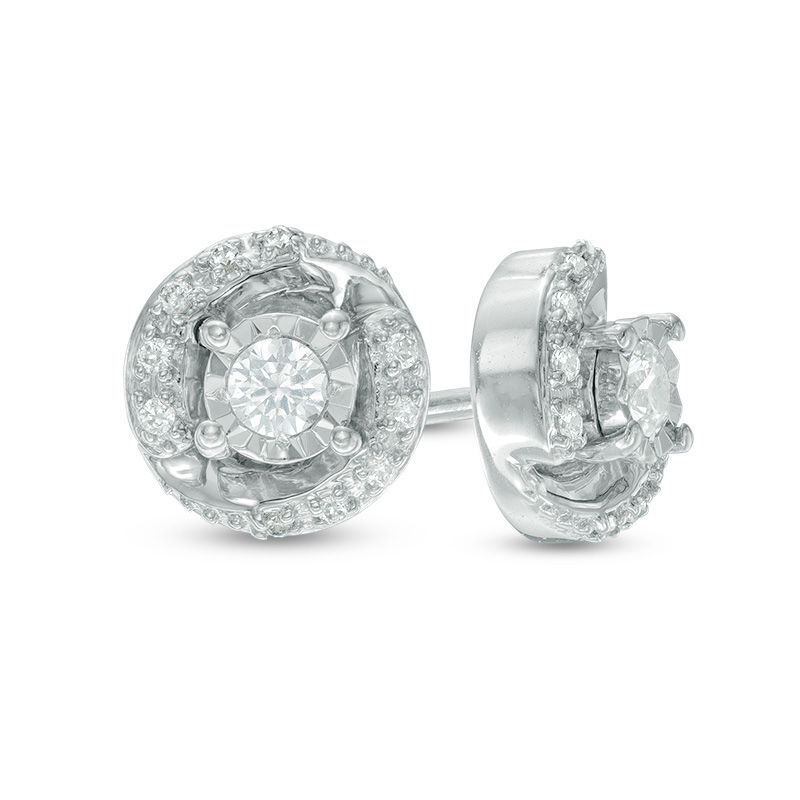 0.20 CT. T.W. Diamond Swirl Stud Earrings in 10K White Gold|Peoples Jewellers