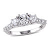 Thumbnail Image 1 of 5.0mm Lab-Created White Sapphire Three Stone Engagement Ring in Sterling Silver