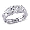 Thumbnail Image 0 of 5.0mm Lab-Created White Sapphire Three Stone Bridal Set in 10K White Gold