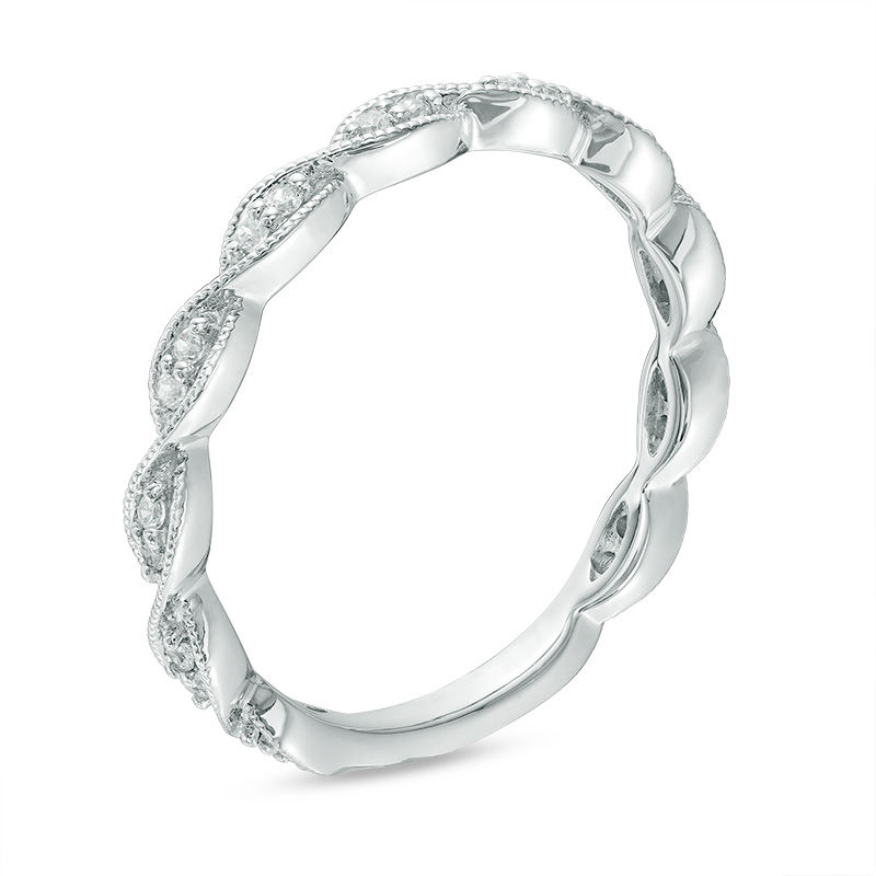 0.12 CT. T.W. Diamond Twist Vintage-Style Eternity Band in 10K White Gold