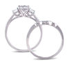 Thumbnail Image 3 of 6.0mm Lab-Created White Sapphire and 0.14 CT. T.W. Diamond Three Stone Bridal Set in 10K White Gold
