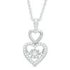 Thumbnail Image 0 of Unstoppable Love™ 0.15 CT. T.W. Diamond Linear Double Heart Pendant in Sterling Silver