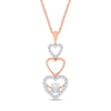 Unstoppable Love™ 0.11 CT. T.W. Diamond Linear Triple Heart Pendant in 10K Rose Gold