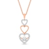 Thumbnail Image 0 of Unstoppable Love™ 0.11 CT. T.W. Diamond Linear Triple Heart Pendant in 10K Rose Gold