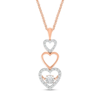 Unstoppable Love™ 0.11 CT. T.W. Diamond Linear Triple Heart Pendant in 10K Rose Gold