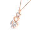 Thumbnail Image 1 of Unstoppable Love™ 0.11 CT. T.W. Diamond Linear Triple Heart Pendant in 10K Rose Gold