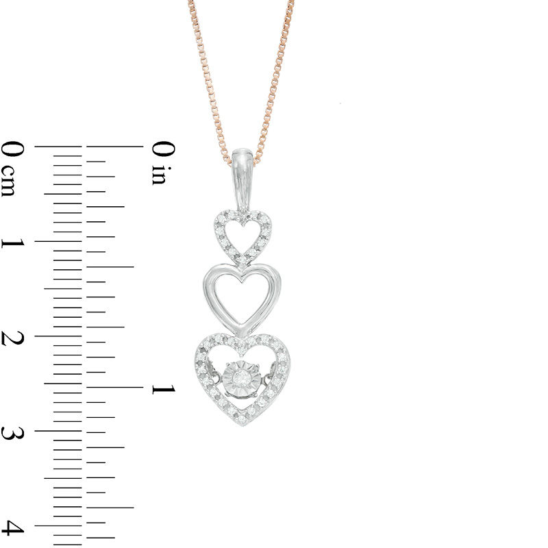 Unstoppable Loveâ¢ 0.11 CT. T.W. Diamond Linear Triple Heart Pendant in 10K Rose Gold