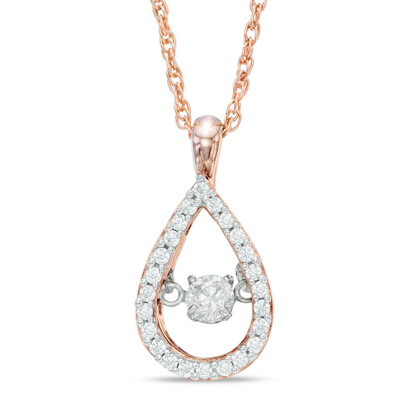 Unstoppable Love™ 0.23 CT. T.W. Diamond Teardrop Pendant in 10K Rose ...