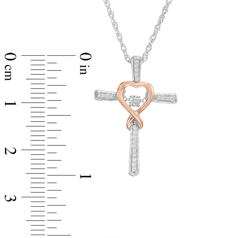 Unstoppable Love™ 0.12 CT. T.W. Diamond Heart Wrapped Cross Pendant in 10K Two-Tone Gold