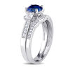 Thumbnail Image 2 of 6.0mm Lab-Created Blue and White Sapphire with 0.14 CT. T.W. Diamond Three Stone Bridal Set in 10K White Gold