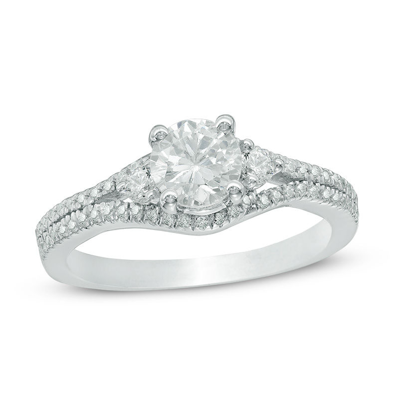 0.87 CT. T.W. Diamond Split Shank Engagement Ring in 10K White Gold