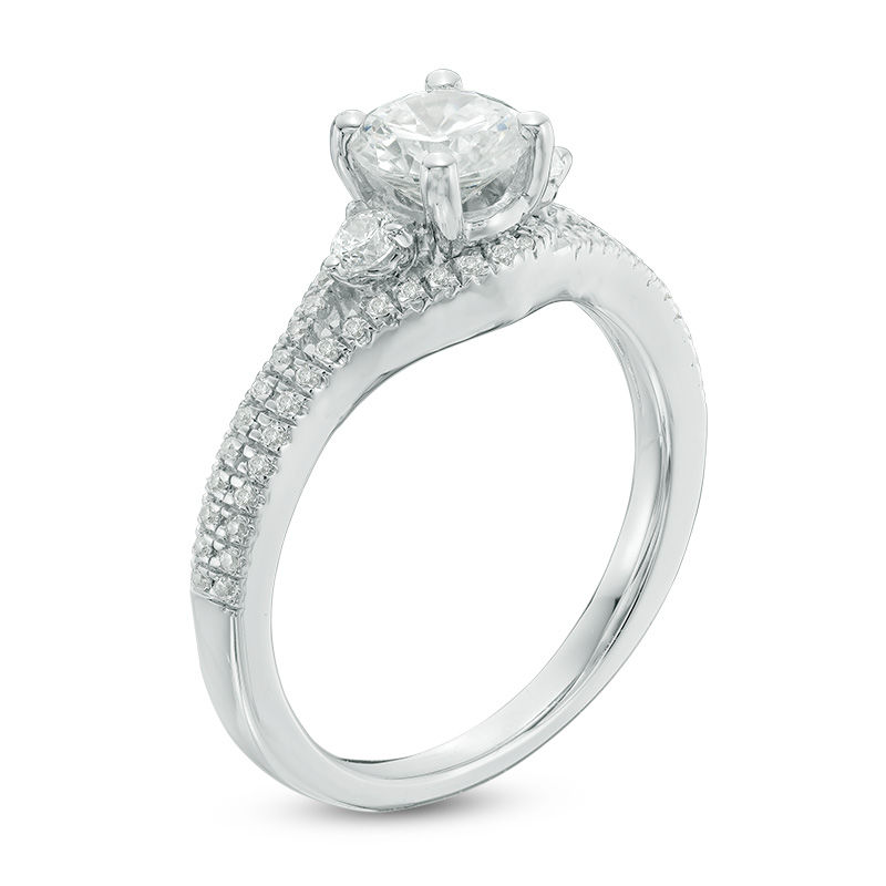 0.87 CT. T.W. Diamond Split Shank Engagement Ring in 10K White Gold