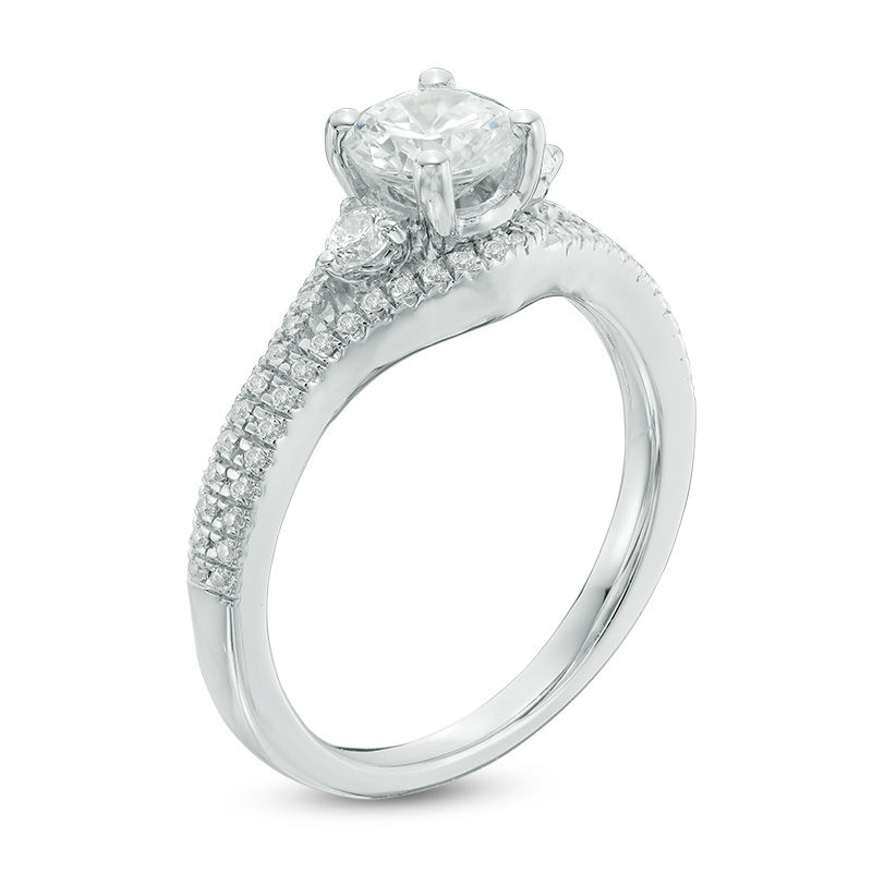 Main Image 2 of 0.87 CT. T.W. Diamond Split Shank Engagement Ring in 10K White Gold