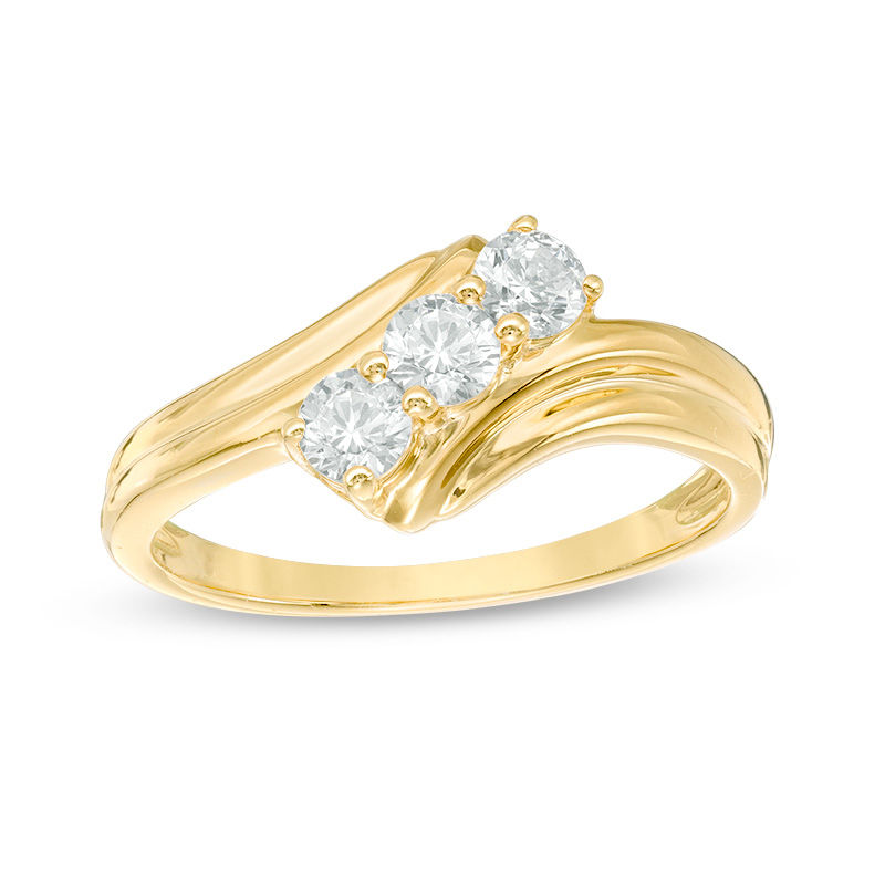 0.45 CT. T.W. Diamond Past Present Future® Bypass Engagement Ring in 10K Gold