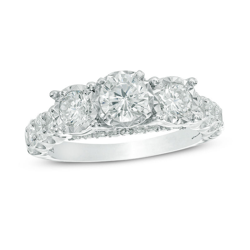 2.00 CT. T.W. Diamond Past Present Future® Engagement Ring in 14K White Gold