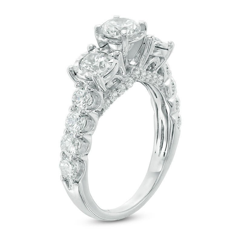 2.00 CT. T.W. Diamond Past Present Future® Engagement Ring in 14K White Gold