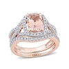 Thumbnail Image 0 of Cushion-Cut Morganite and 0.23 CT. T.W. Diamond Frame Bridal Set in 10K Rose Gold