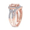 Thumbnail Image 2 of Cushion-Cut Morganite and 0.23 CT. T.W. Diamond Frame Bridal Set in 10K Rose Gold