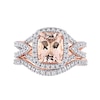 Thumbnail Image 3 of Cushion-Cut Morganite and 0.23 CT. T.W. Diamond Frame Bridal Set in 10K Rose Gold