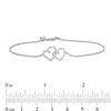 Thumbnail Image 2 of 0.04 CT. T.W. Diamond Interlocking Hearts Bracelet in Sterling Silver - 6.75"