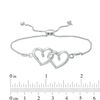 Thumbnail Image 1 of Diamond Accent Interlocking Hearts Bolo Bracelet in Sterling Silver - 8.0"