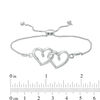 Thumbnail Image 2 of Diamond Accent Interlocking Hearts Bolo Bracelet in Sterling Silver - 8.0"