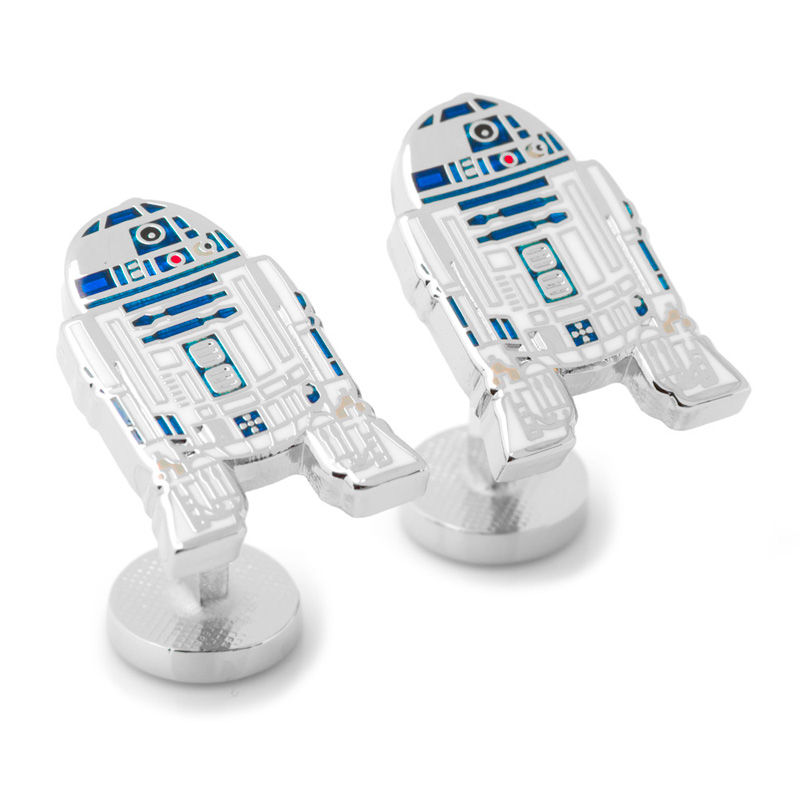 Main Image 2 of Men's STAR WARS R2D2 Enamel Cuff Links in White Rhodium Brass