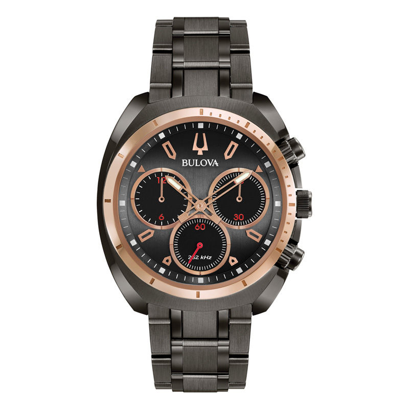 Men's Bulova Curv Chronograph Gunmetal IP Watch (Model: 98A158)|Peoples Jewellers