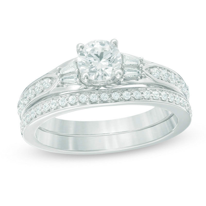 Celebration Canadian Ideal 0.95 CT. T.W. Diamond Bridal Set in 14K White Gold (I/I1)